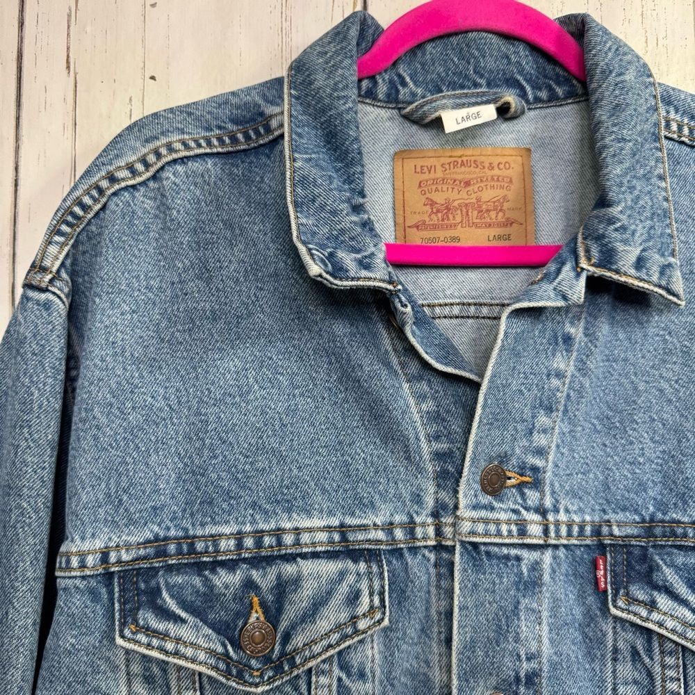 Vintage Levis 70507 Trucker Jacket L Mens Blue Denim Y2K Classic 90s Streetwear - Picture 3 of 15